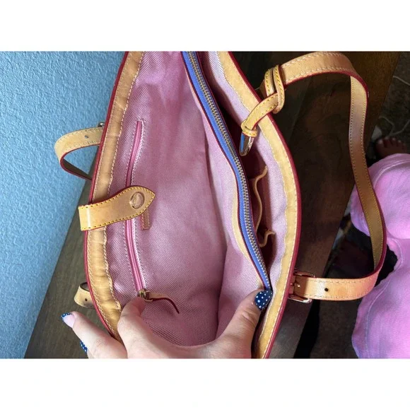 Dooney & Bourke DB Monogram Tote Bag Purse Lavender and White Leather Trim Y2K - Picture 8 of 8